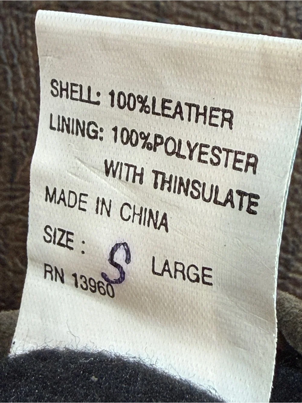 Paris Accessories Leather Gloves Thinsulate 40 gram Sz Large